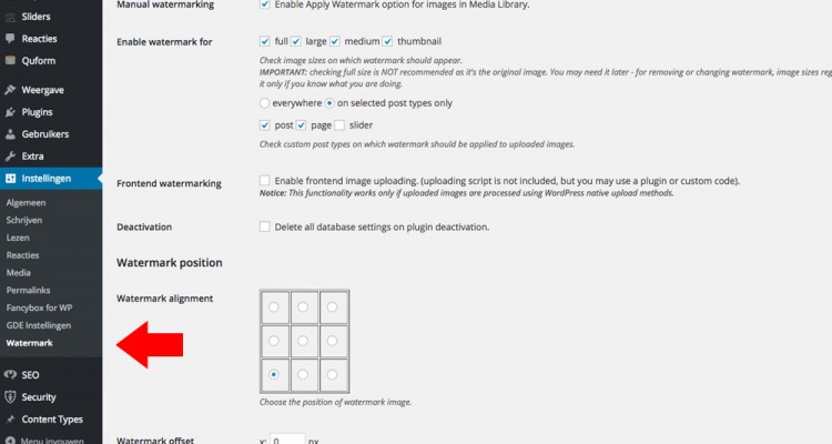 Watermerk instellen