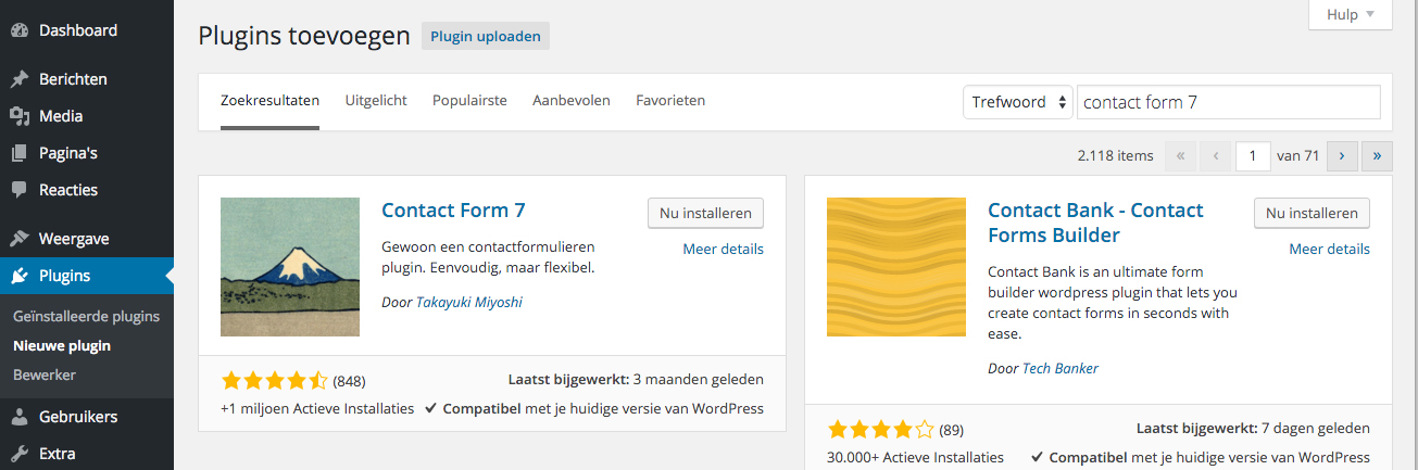 WordPress plugin zoeken