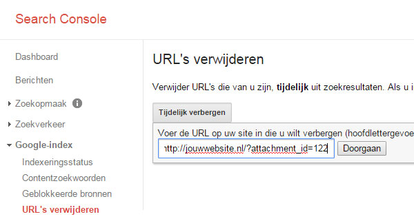 attachment urls verwijderen uit Google