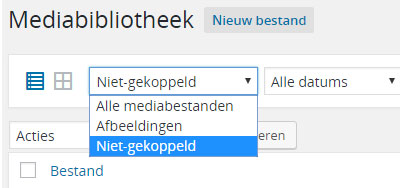 Niet gekoppelde media bestanden in WordPress